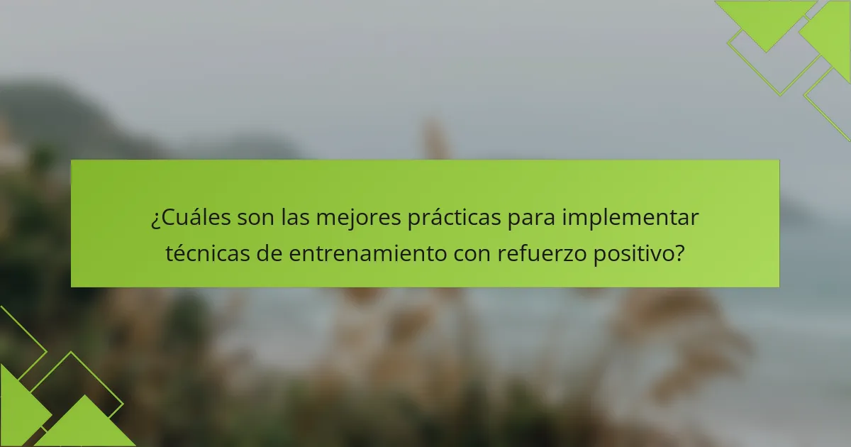¿Cuáles son las mejores prácticas para implementar técnicas de entrenamiento con refuerzo positivo?