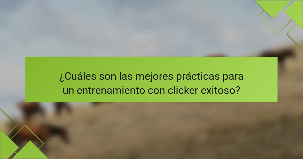 ¿Cuáles son las mejores prácticas para un entrenamiento con clicker exitoso?
