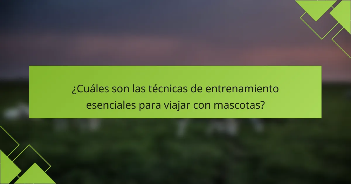 ¿Cuáles son las técnicas de entrenamiento esenciales para viajar con mascotas?