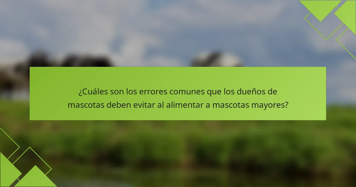 ¿Cuáles son los errores comunes que los dueños de mascotas deben evitar al alimentar a mascotas mayores?