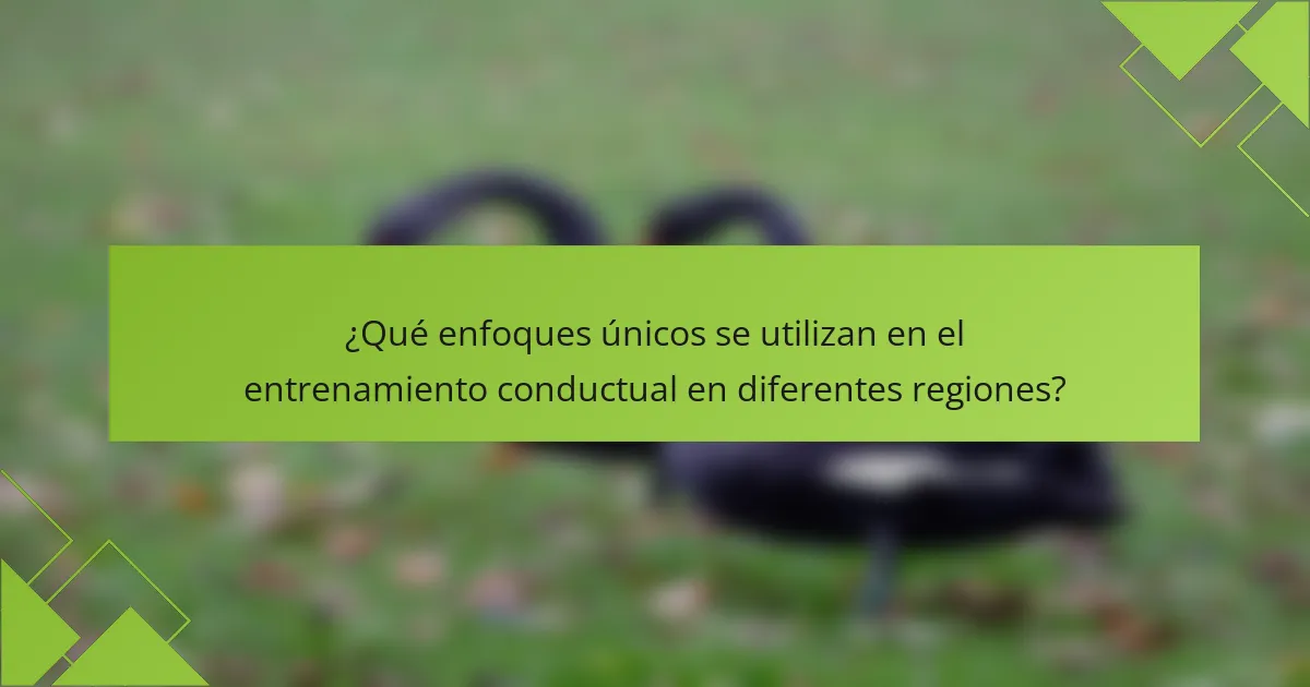 ¿Qué enfoques únicos se utilizan en el entrenamiento conductual en diferentes regiones?
