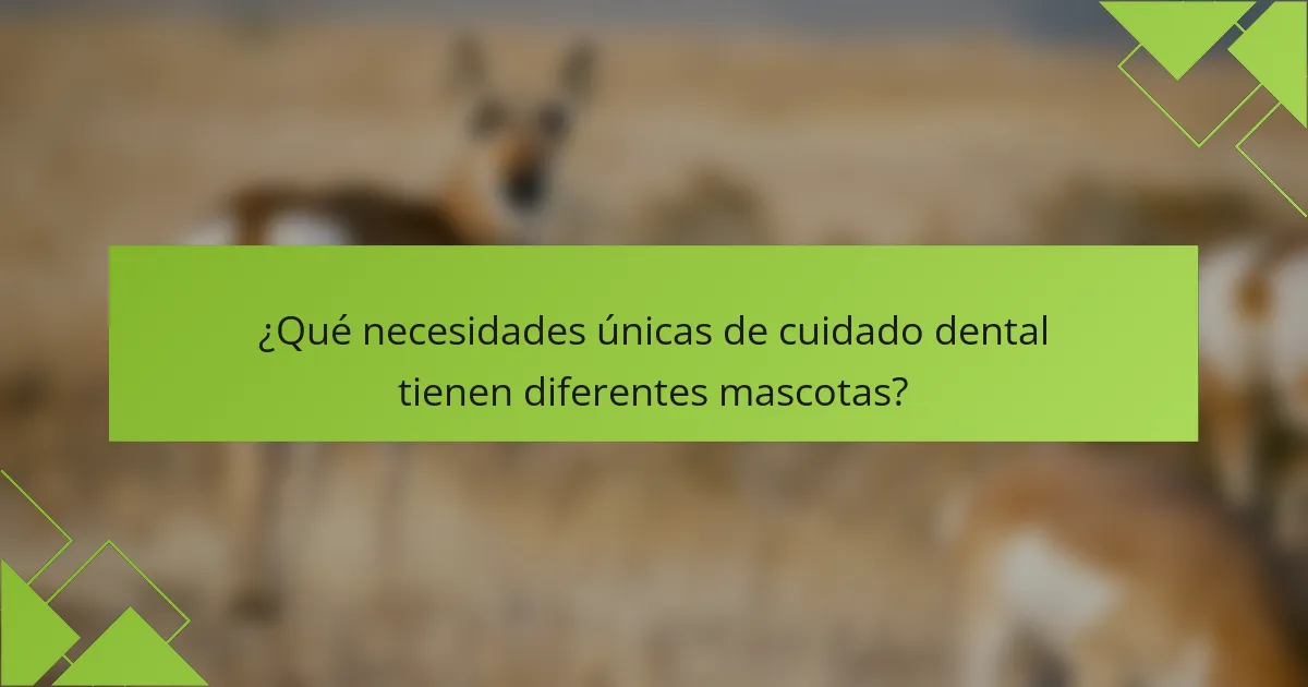 ¿Qué necesidades únicas de cuidado dental tienen diferentes mascotas?